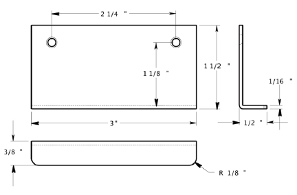 Deltana 3"x 1 1/2" Drawer, Cabinet, Mirror Pull DCM315